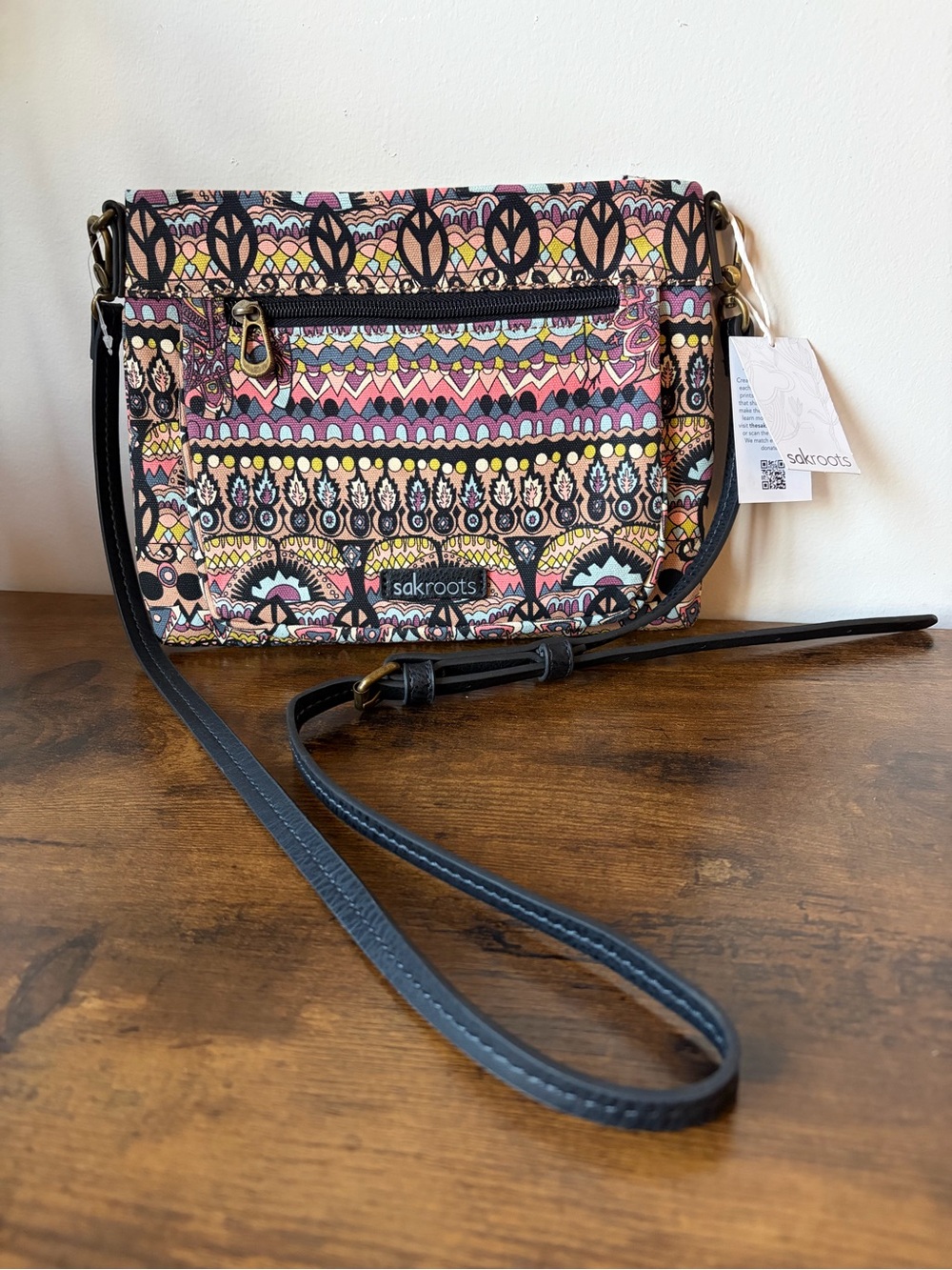 Sakroots Boho Whimsy Artist Circle Multi-Color Printed Crossbody Purse NWT!